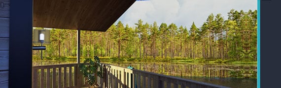 AquaBello_gîte_flottant_toit_2_pentes_AQUASHELL_terrasse